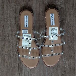 Steve Madden Silver Tan Studded Sandals